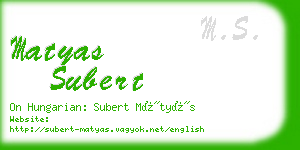 matyas subert business card